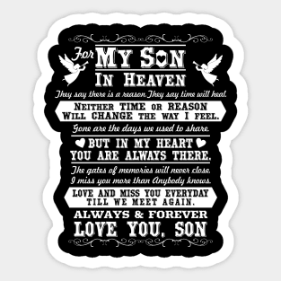 My Son in Heaven, In Loving Memory of My Son Sticker